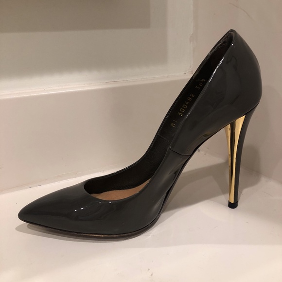 YSL Patent Grey and Gold Clara Pumps - Picture 3 of 6